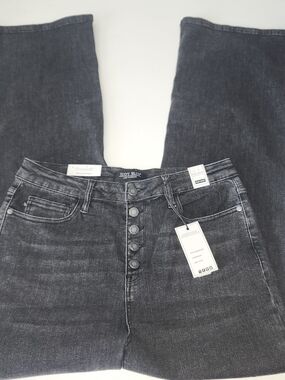 Judy Blue Women's Charcoal Black Wide-Leg Button-Fly Jeans